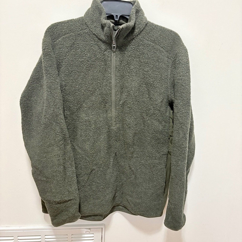 Lululemon Tundra Trek 1/2 Zip Wool Blend Sherpa Fleece Pullover Mens Green Med